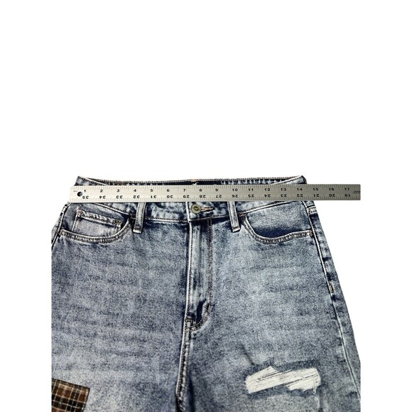 Hollister Ultra-High Rise Mom Jeans Patch Denim VintageStretch Women 5R 27x27 - Picture 8 of 11